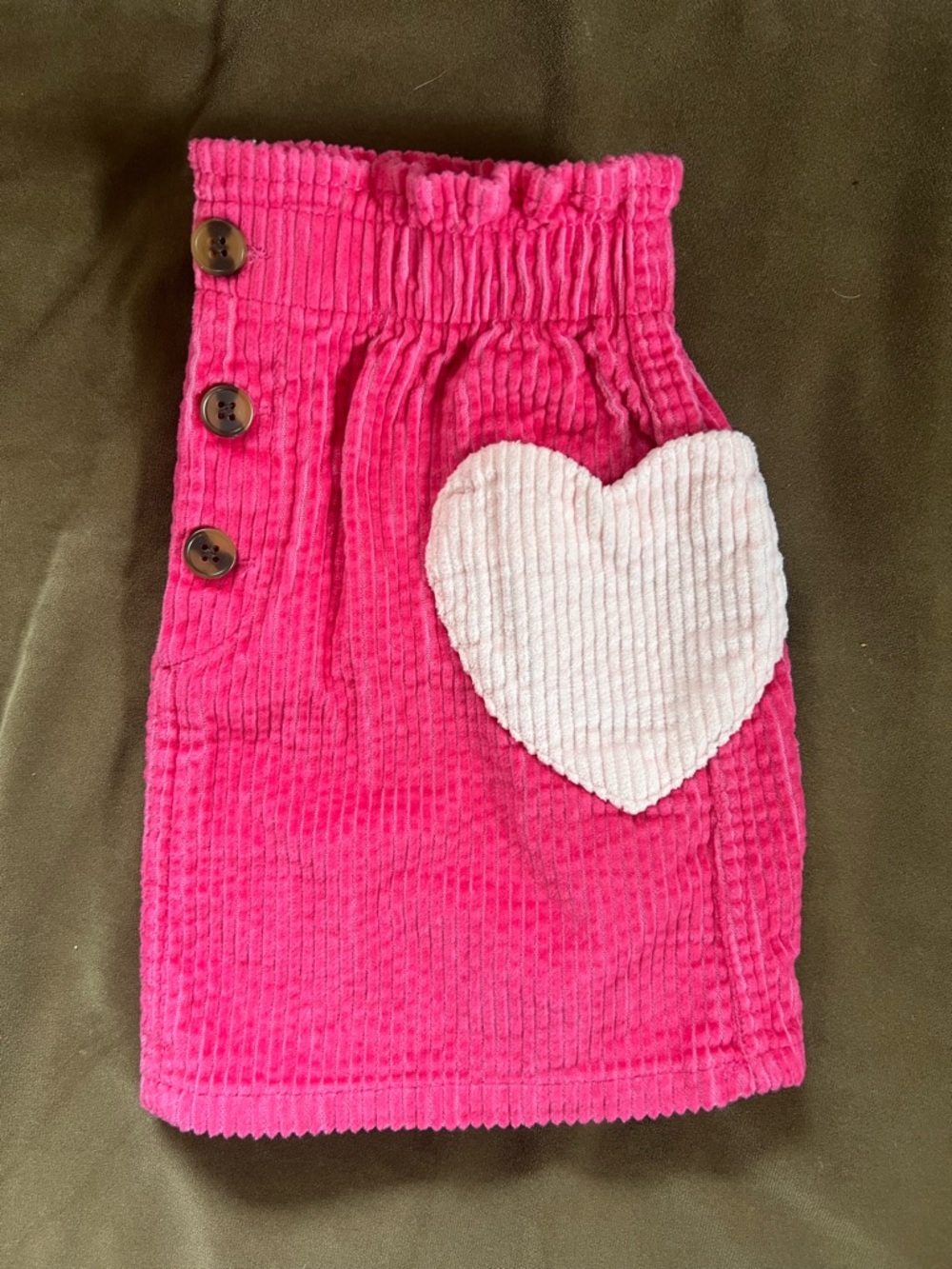 Old Navy Hot Pink Corduroy Skirt with White Heart Pockets - Picture 4 of 4
